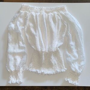 Source Unknown White Textured Off-Shoulder Blouse